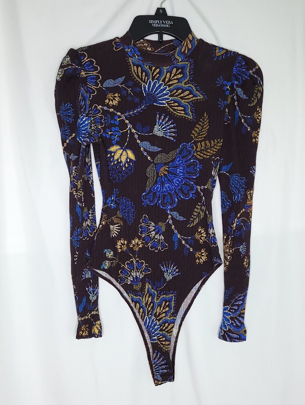 FARM RIO Women's Embroidered Garden Bodysuit In Brown SMALL